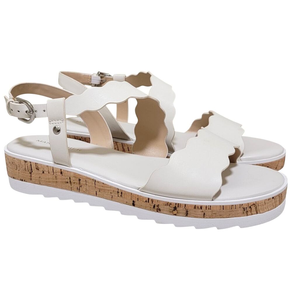 Marc Fisher Women Gabrey Slingback Platform Sandals Size US 8.5M Ivory White